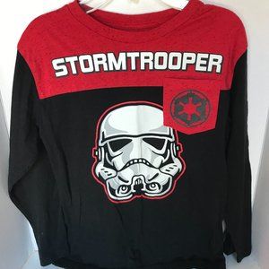 Boys Star Wars Stormtrooper Long Sleeze Shirt Black & Red Size L 12/14